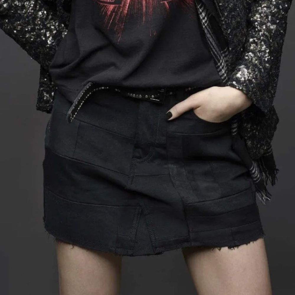 ZADIG & VOLTAIRE Women's Jell Patchwork Deluxe Skirt Black Gray Size 34 or XS